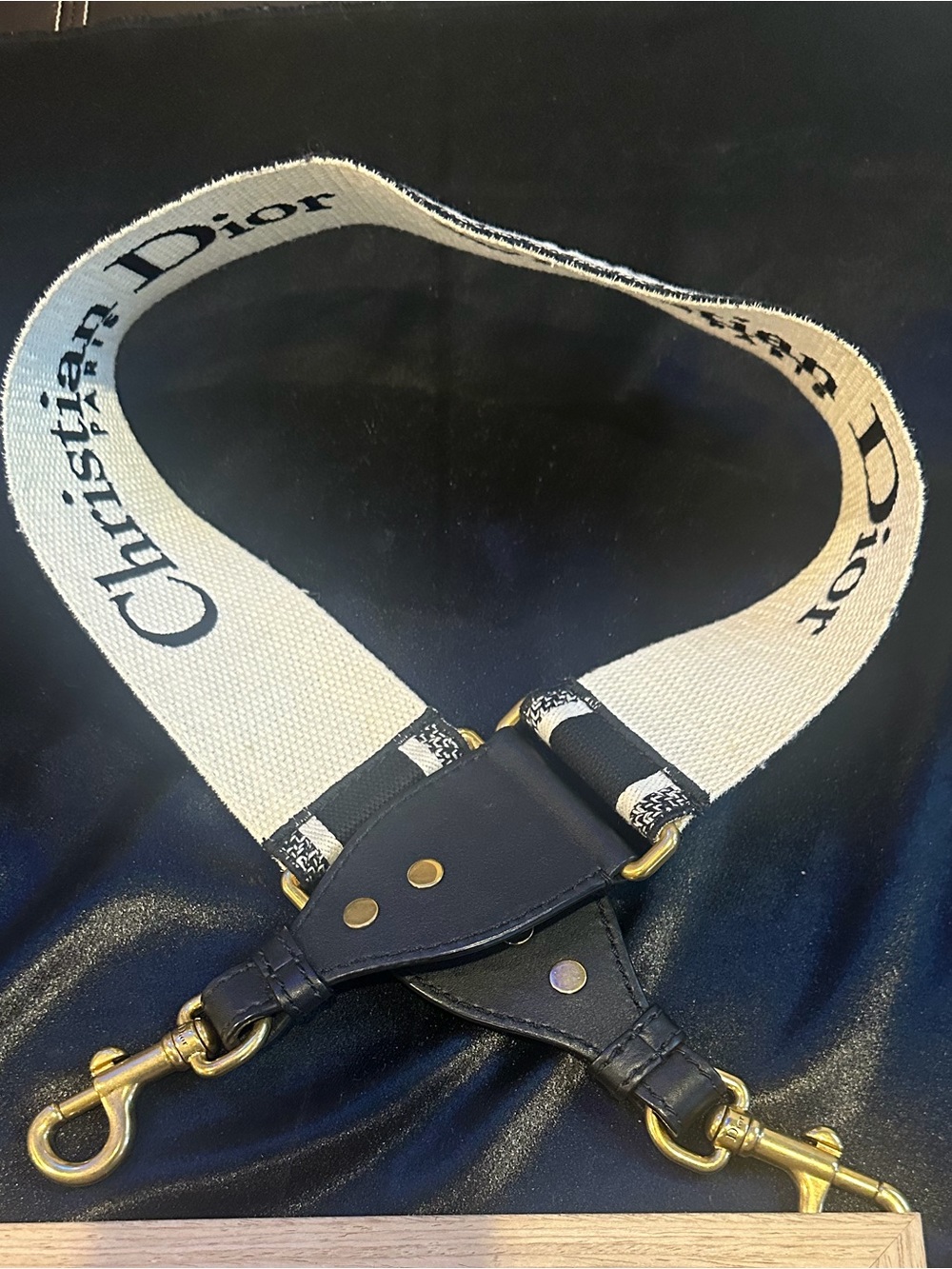 Christian Dior Canvas Shoulder Strap in Ivory and Black